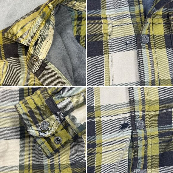 Duluth Trading Fleece Lined Flannel Shirt Plaid Shacket Distressed Baggy Loose M - Picture 6 of 8